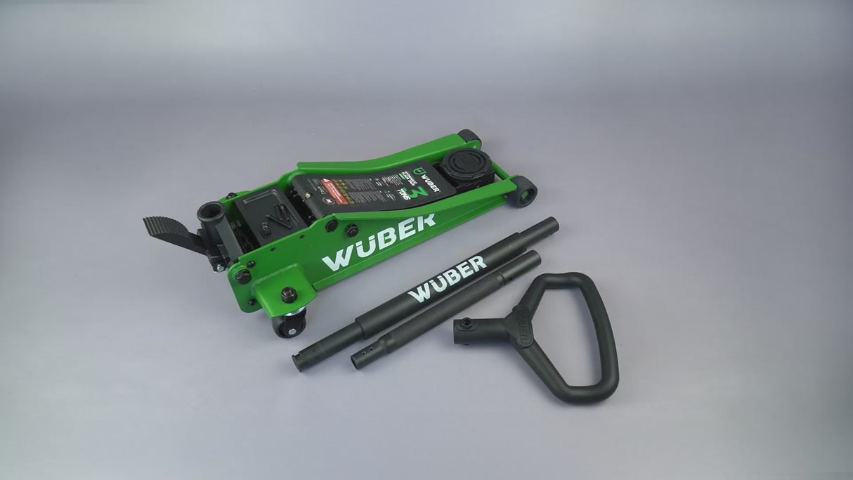 Низкопрофильный гидравлический домкрат с колесами Wüber W22003 | двойной поршень | 65-500 mm | 3 т